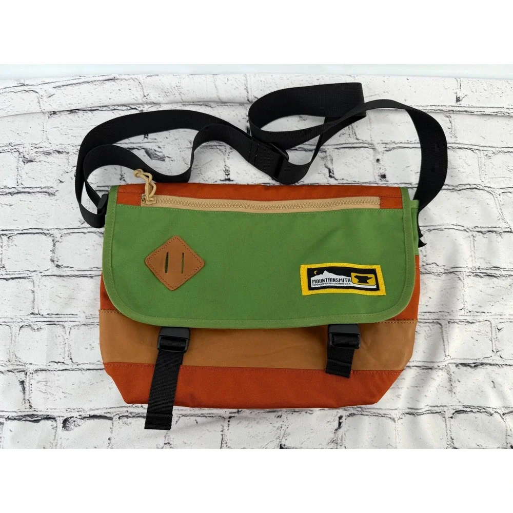 Mountainsmith Messenger Bag Orange Green Colorblock Canvas Crossbody Bag